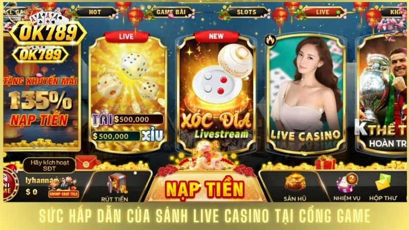 Sức hấp dẫn của sảnh live casino tại cổng game