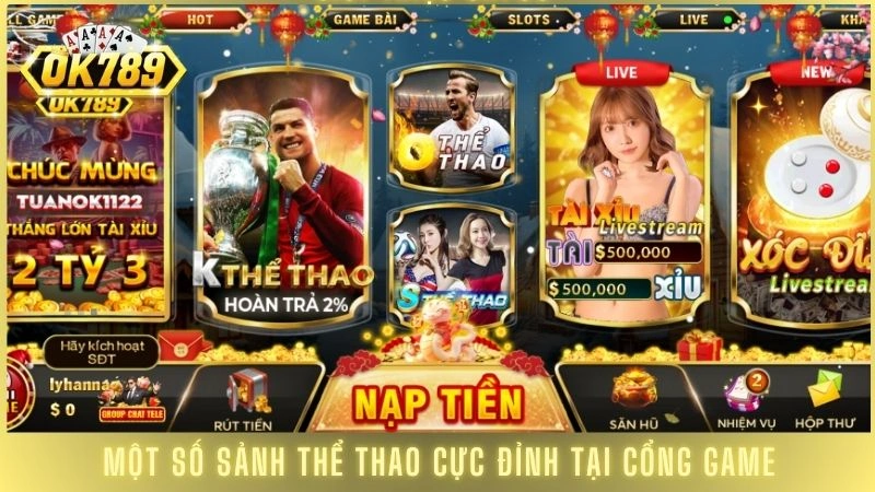 Một số sảnh thể thao cực đỉnh tại cổng game